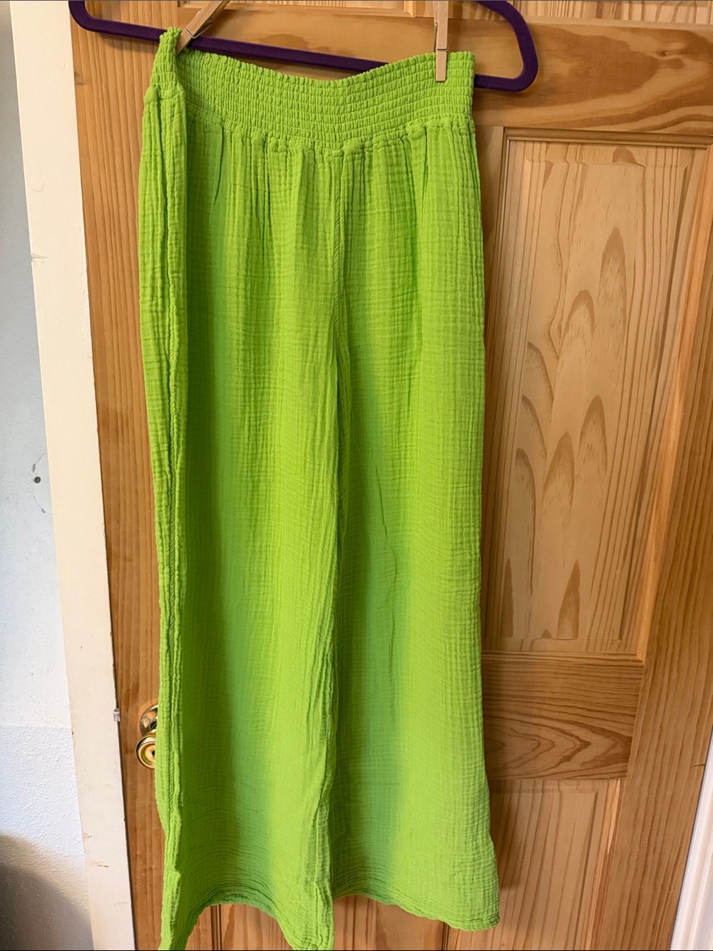 Michael Stars Lime Green Cropped Wide-Leg Pants - Picture 1 of 3